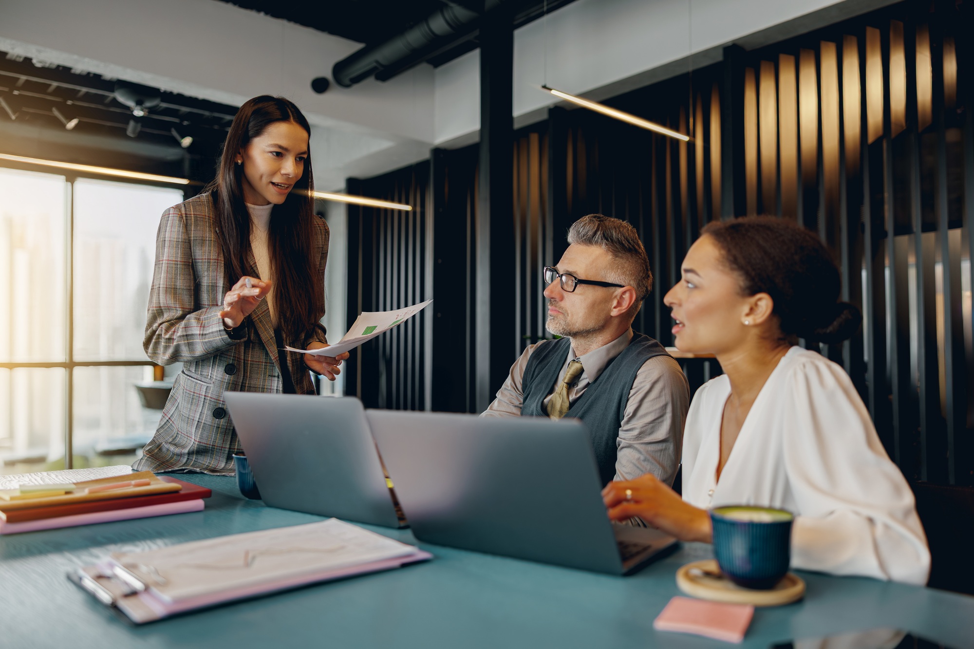 Engaging Collaborative Business Meeting in a Modern and Innovative Workspace Setup